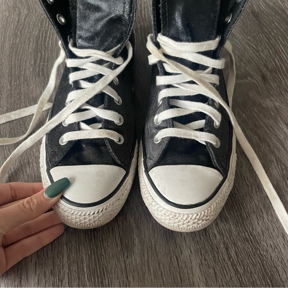 Velvet Black High-Top Converses - Picture 5 of 10